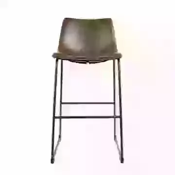 Metal Leg Frame Barstool with Vegan Leather Chestnut Seat SET OF 2